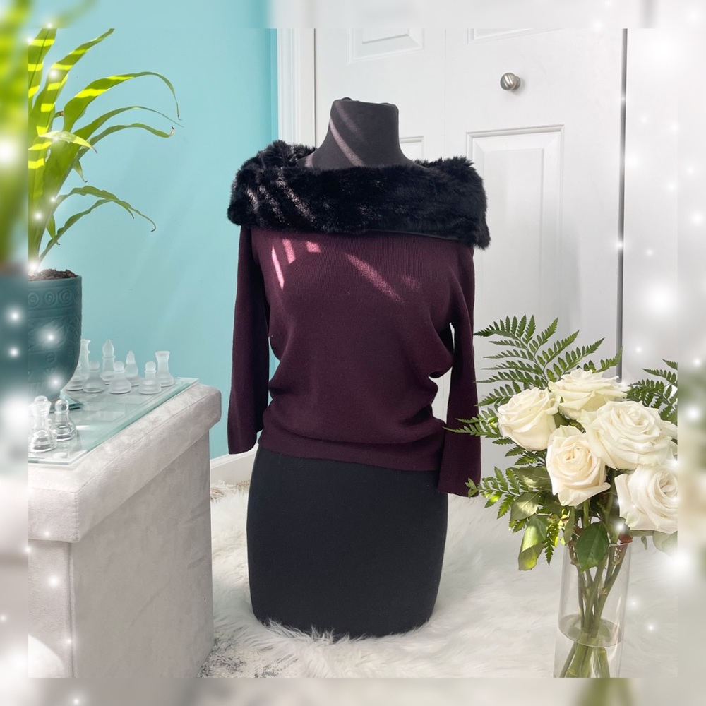 Vintage Fur Collar Sweater